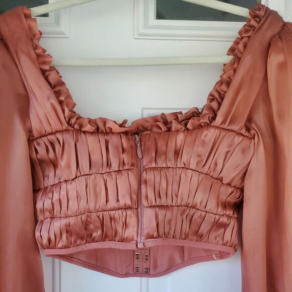 House of Cb Palais Rouge Ruched Organza Corset Pink 100% Pure Silk Women's Small - Picture 9 of 15